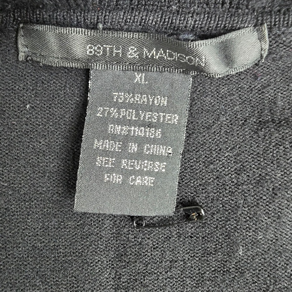 89th & Madison Black Ruffle Trim Open Front Cardigan Shrug Jacket XL - Picture 7 of 9